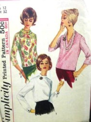 5111 SIMPLICITY 1960S BLOUSE OR OVERBLOUSE,SLEEVES PATTERN 12 32'' 10 31''